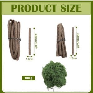Natural Brown Flexible Floral Stems with Green Reindeer Moss